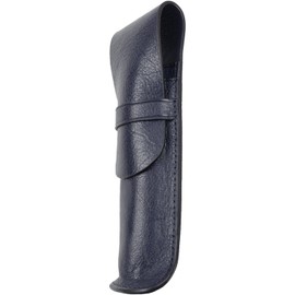 Dom Teporna Genuine Leather Pen Case 1-Pen, 2-Pen, 3-Pen Slots Fountain Pen Simple Stylish Italian Leather Compact Pencil Case Pen Holder Stationery, NAVY, Classic