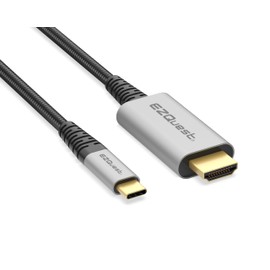 EZQuest DuraGuard USB-C to HDMI 8K 60Hz Cable (7.2ft) for External Displays - Supports HDR10 - Kevlar Reinforced & Nylon Braided - Thunderbolt 3/4 & USB-C OTG Compatible - 24K Gold Plated Connectors