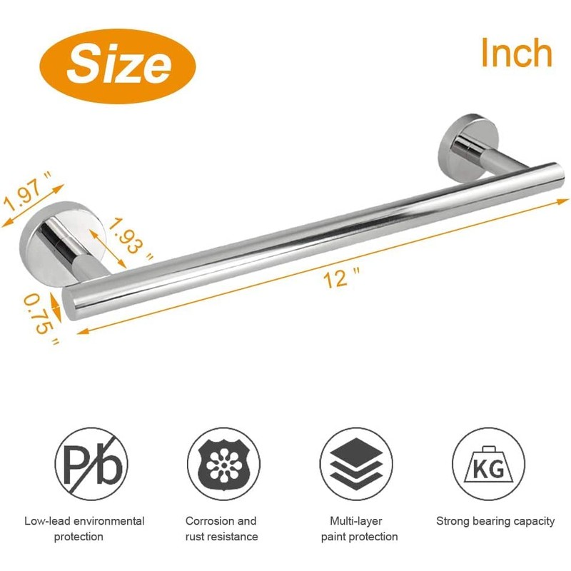 YUET Towel Rail 30CM Chrome Hand Towel Holder Bar Bathroom