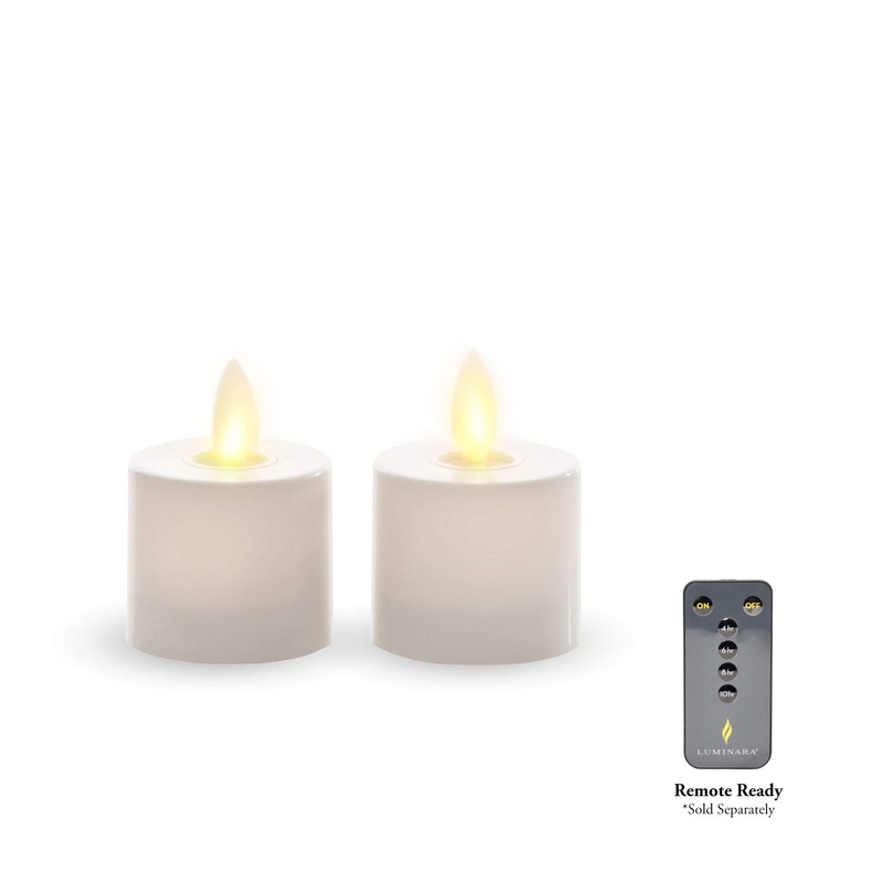 Luminara Flameless Tealight Candles (Unscented, Ivory 2-Pack) - Real-Flame Effect,