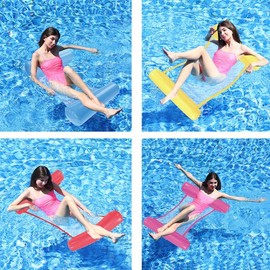 Foldable Dual-Purpose Hammock Tube with Net and Backrest - Floating Water Chair & Bed with Drainage Blue 5ea