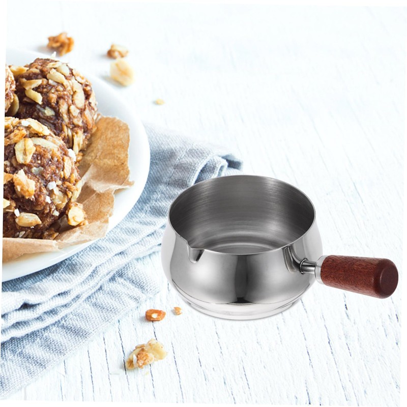Gatuida Versatile Sauce Dishes Stainless Steel Sauce Pan Wood Handle