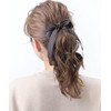 VINGTAINE H7468-BK- Striped Pattern, Long Ribbon, Pony Hook, Hair Cuff,