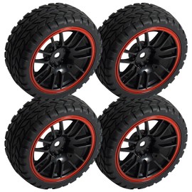 Vgoohobby 12mm Hex Wheel Rims & Rubber Tires Compatible with Redcat HPI Tamiya HSP RC 1/10 on-Road Touring Racing Car (Pack of 4)