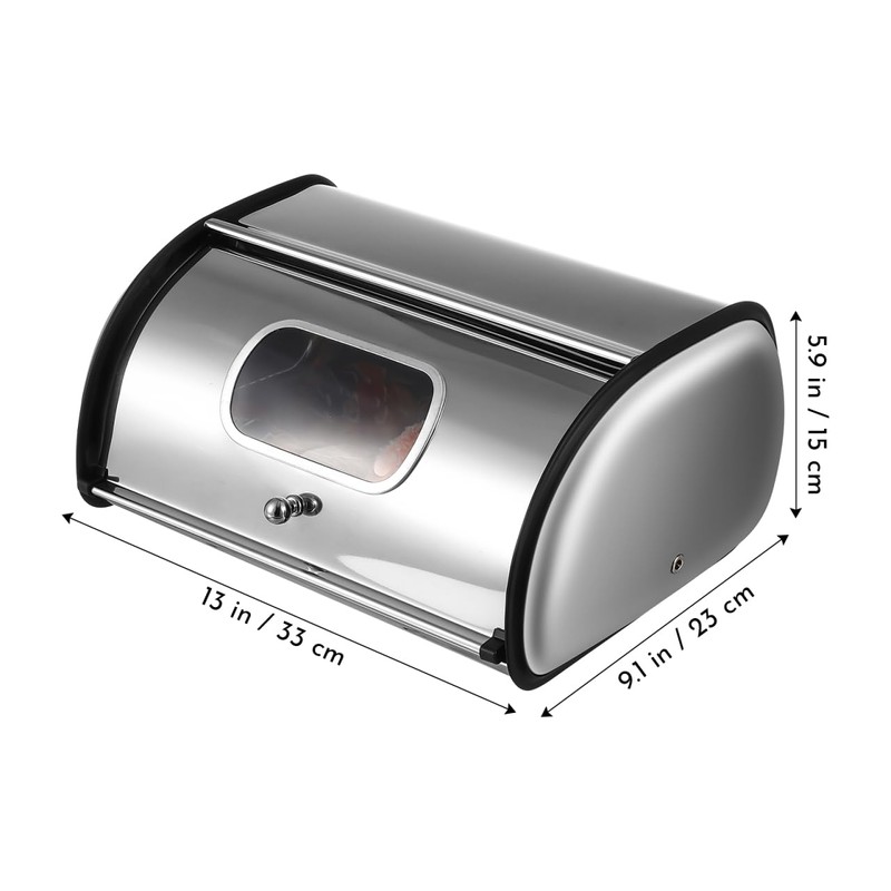 PRETYZOOM Stainless Steel Bread Storage Box Large Capacity Roll Top