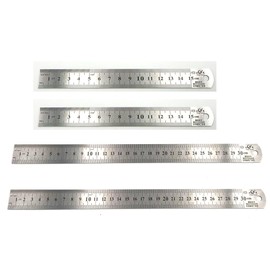 Stainless Steel Metal Ruler Set - Metal Straight Edge Ruler 6 Inch, 12 Inch, Bulk Set of 2 (4)
