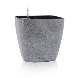 Dexceder 15x14 Self Watering Planter with Wheels Indoor Outdoor, Inner Mat Design, Thickened Large Floor Standing Flower Plant Pot with Water Level Indicator (Stone Matte)