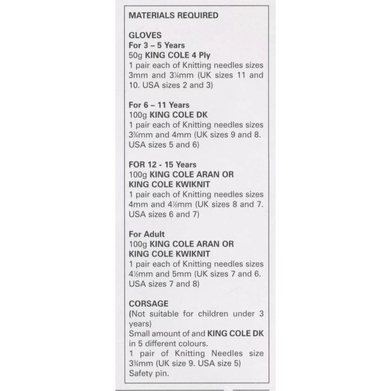 King Cole DK Knitting Pattern 2942 Fingerless Gloves & Corsage