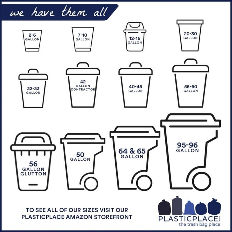 Plasticplace 95-96 Gallon Heavy Duty Black Trash Bags - Contractor