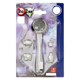 TIB Heyne Tin Casting Tin New Year's Eve Party Set Tin Casting Set Alternative to Lead Pouring or Wax Casting 5-Piece Set with 4 Melting Figures