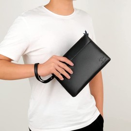 Thai Sawadee Men's Clutch Bag, Small Size, Second Bag, Stylish, Brand, Cute, PU Leather, Black