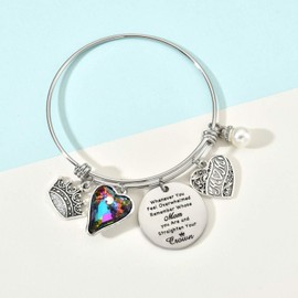 Vonluxy Inspirational Charm Bangles Bracelets for Women-Memorial Gifts Adjustable Stainless Steel Engraved Womens Bracelets Mothers Day Gifts from Daughter