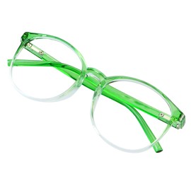 VisionGlobal Blue Light Blocking Glasses for Women/Men, Anti Eyestrain, Stylish Oval Frame, Anti Glare (Clear Green, +3.50 Magnification)