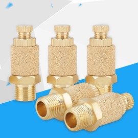 Brass Pneumatic Silencer, Pack of 5 Brass Pneumatic Silencer Air Flow Control 1/8 BSP Valve for Cylinder, Air Cylinder, Solenoid Valves