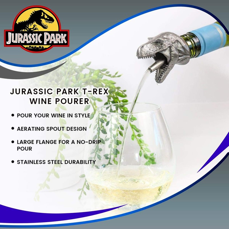 Jurassic Park T-rex Wine Pourer - Stainless Steel Pour Spout