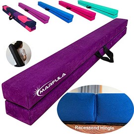MARFULA Gymnastic Balance Beam Wood Folding Balance Beam Gymnastics Floor Beam for Kids/Adults Home Use