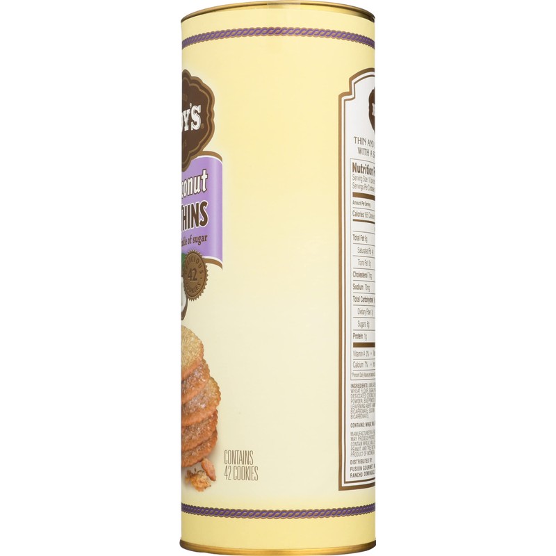 MANDYS Cookie Thins, Crispy Coconut, 4.6 OZ