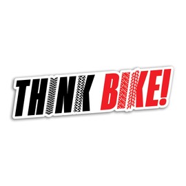 2 x 15cm Think Bike Vinyl Stickers - Red Motorbike Motorcycle Awareness Warning Bumper Safety Car Vehicle Van Sign Decal Sticker #81831