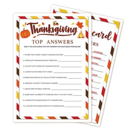 Thanksgiving Party Icebreaker Games Cards - Thanksgiving Top Answers Game Cards With Answer Card For 30 Guests, Turkey Dinner Party Activity for Teens Adults Party Favor And Supplies, 5 x 7 inches