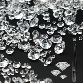 lbxtswpl Diamond Decoration, Pack of 4000 Diamond Table Decoration, Diamond Confetti Decoration, Transparent Acrylic Crystals for Vase Filler Christmas Wedding Birthday Party (4 mm/8 mm/10 mm)