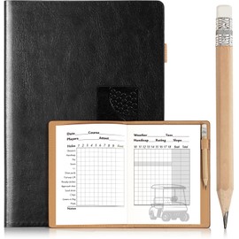 GLORIEROO Golf Scorecard Book with Pencil Leather Golf Journal Notebook Log Book Score Book Golf Accessories for Men Golfers (Black)
