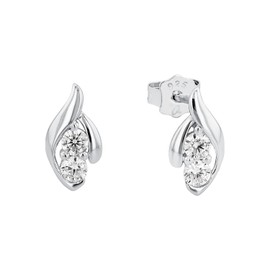 Amor 9963690 Women's Stud Earrings 925 Sterling Silver with Synthetic Zirconia 1.2 cm Silver Comes in Jewellery Gift Box, Silver, Cubic Zirconia