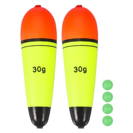 YELARXI Fishing Slip Bobbers, EVA Foam Bobbers Slip Floats with Fish Beads, 1.1 Oz Floatage Fit for Perch Carp Bass Fishing Corks Saltwater Freshwater (2 Pack, Red/Yellow)