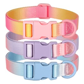 Arctideer 3 Pack Dog Collars Random Color,Lightweight Adjustable for Small Medium Large Dogs,Quick Release Buckle Dog Collar with Durable D-Ring,Large Size