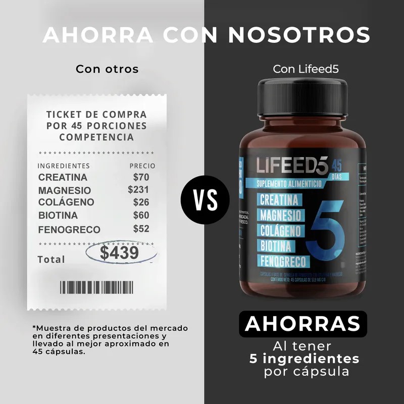 Suplemento Alimenticio Lifeed5 Mens Tsto Energía 45 Cápsulas Sin Sabor