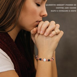 PEALICIOUS Copper Bracelets for Women, Cross Charm Magnetic Bracelets for Women 99.9% Pure Copper Jewelry Pulsera de Cobre Para lujer Christian Jewelry with 3500 Gauss Magnetic Bead Gifts for Her