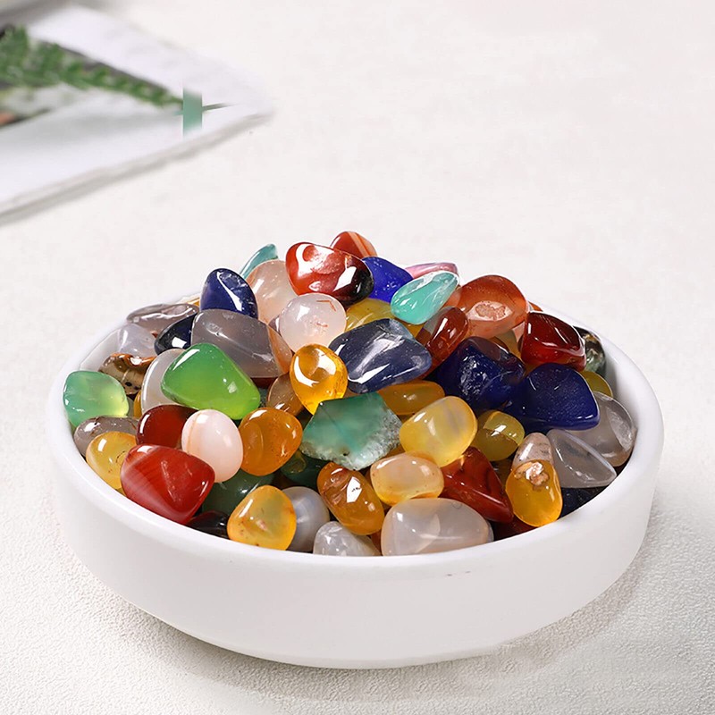 100G Mixed Agate Tumbled Stones - Decorative Gravel Crystals Bulk