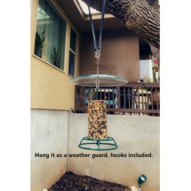 2 Pack 13 1/2 Inch Clear Glass Squirrel Baffle Weather Guard for Shepherd Hook or Bird Feeding Station Pole or Hanging Bird Feeders