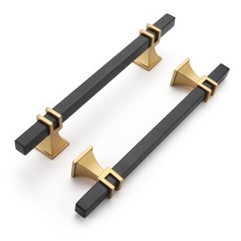 Haliwu 20 Pack Black and Gold Cabinet Pulls, 5 inch Kitchen Handles, Square Dresser Drawer Hardware