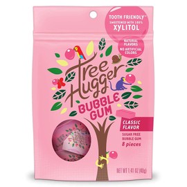 Tree Hugger Classic Bubble Gum Sweetened with 100% Tooth Friendly Xylitol, 1.4 oz /8 Pieces Per Bag (Pack of 3 Bags)