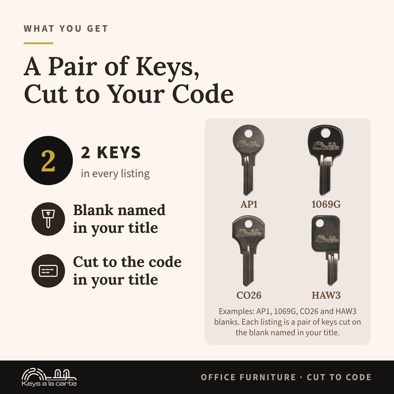 KEYSALACARTE Sentry Safe Replacement Key - Code C034B - Precision-Cut