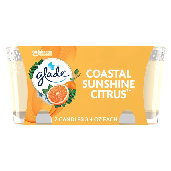 Glade Candle Jar, Air Freshener, Coastal Sunshine Citrus, 3.4 oz,