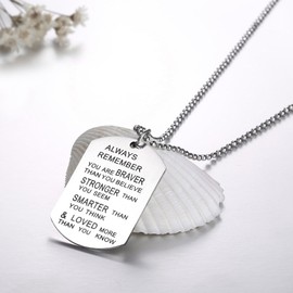 Udobuy® Stainless Steel Pendant Always Remember You are Braver Than You Believe Inspirational Letters Engraved Charm Necklace
