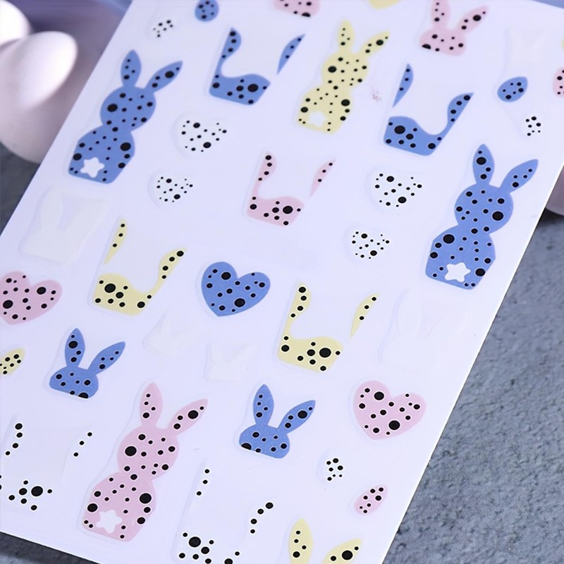 IDDFEVE Easter Nail Art Stickers - Bunny Eggs Chick Self-Adhesive