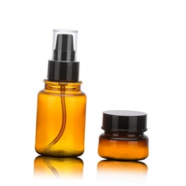 Minkissy 4pcs Brown Lotion Dispenser Press Disc Caps Travel Containers for Shampoos Skin Oils and Massage Products and Refillable Design