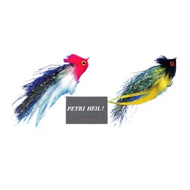 Set of 2 Jenzi Predatory Fish Streamers with Eye of Jenzi Approx. 17 cm 6/0 Hooks + Free Petri Heil! Sticker