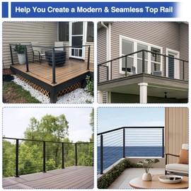 Zylorix 2Pack Corner Connector for 2.36" W X 1.18" H Aluminum Black Handrail Lake House Deck Railing, Rectangular Flat Handrail Accessories for DIY Outdoor Deck Stair(Screws Included), Black