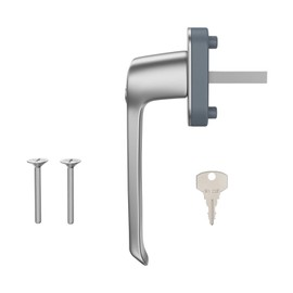 SCHÜCO VarioTec Lockable Window Handle in Aluminium / Silver, Stainless Steel Look, Handle for Schüco Plastic Windows Including 1 Key with 37 mm Square for Corona CT70 / SI 82