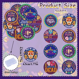 Fyeoxle 36PCS Edible Dia De Los Muertos Cupcake Toppers Wafer Paper Day of The Dead Cupcake Picks Skeleton Sugar Skul Cupcake Toppers for Mexican Fiesta Theme Party Decor Supplies (Dia De Los)