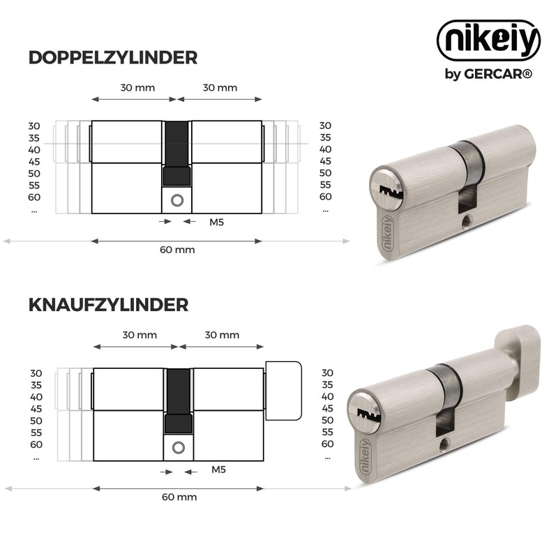 GERCAR Pro Lock Cylinder Profile Cylinder 35/35 Solid Double Cylinder