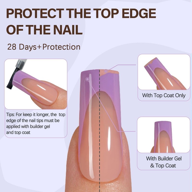 Misssix Uñas Postizas Xbasictips Con Punta Francesa, 300 Unidades, Largas
