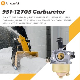 Aulavik 951-12705 Carburetor for MTD CUB Cadet Troy BILT 951-10974 951-10974A 951-12705 Carburetor, HUAYI 165S 165SA Stens 520-862 Cub Cadet 165-SUB 265-SU MTD 31AM62EE706 31AM62EE731