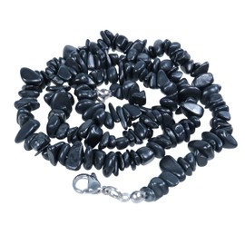 Lebensquelle Plus Shungite Chip Chain, 45 cm Long, High-Quality Gemstone Chain with Clasp, Stainless Steel, Shungite