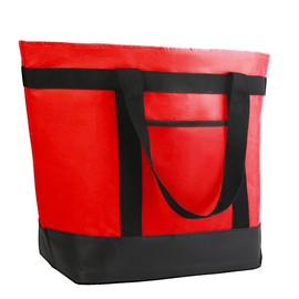 CIVJET Insulated Grocery Tote Bag, Red-black, L