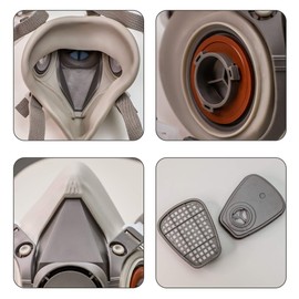 SIGNATURE Reusable Half Face Cover with Filters Bundle with Anti-Fog Protective Safety Goggles (5 items)