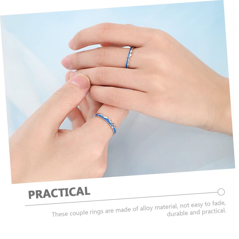 Healeved 1Pair Matching Couple Ring for Lovers Open Design Love